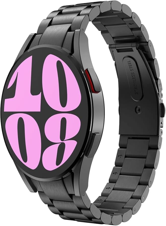 MoKo Titanium Bracelet Compatible with Samsung Galaxy Watch 6 5 4 40 mm 44 mm/Watch 6 Classic 43 mm 47 mm/Watch 5 Pro 45 mm/Watch 4 Classic 42 mm 46 mm, Metal Replacement Strap Watch Strap with